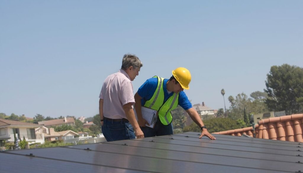 Phoenix roofer replacing cracked tiles during a roof tune-up before monsoon season