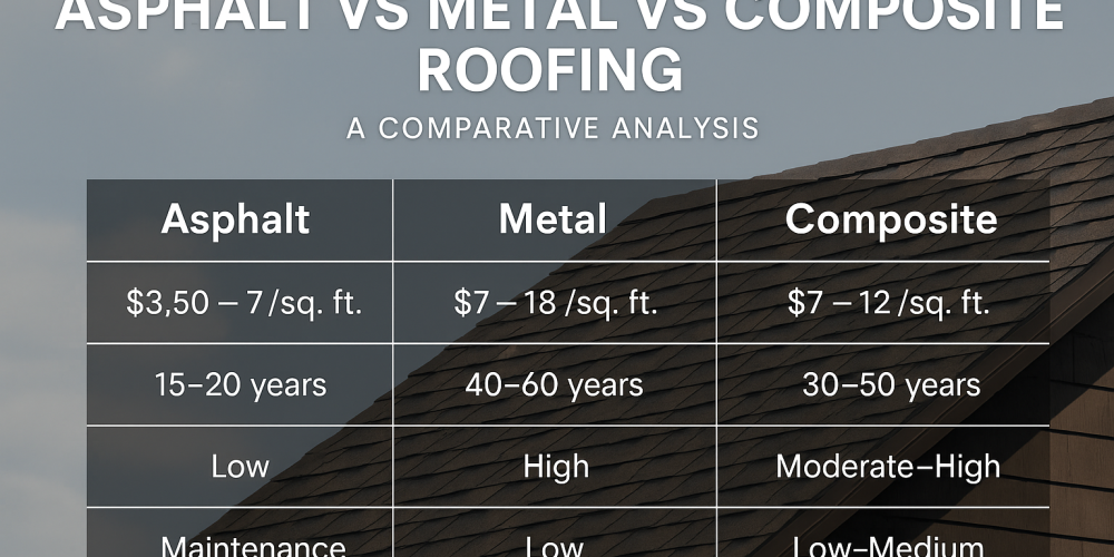 Asphalt vs Metal vs Composite Roofing – Comparative Analysis (2025)